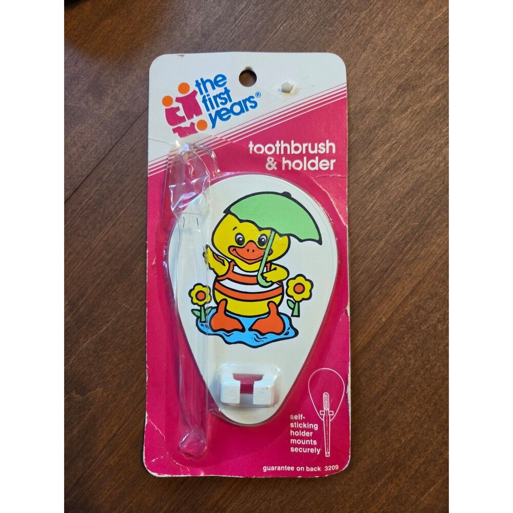 The First Years wall mount toothbrush holder duck in rain puddle vintage 1983
